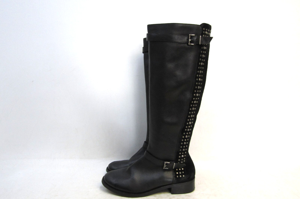 Jessica Simpson Womens Size 6.5 B Black Leather Zip Fashion Knee High Boots